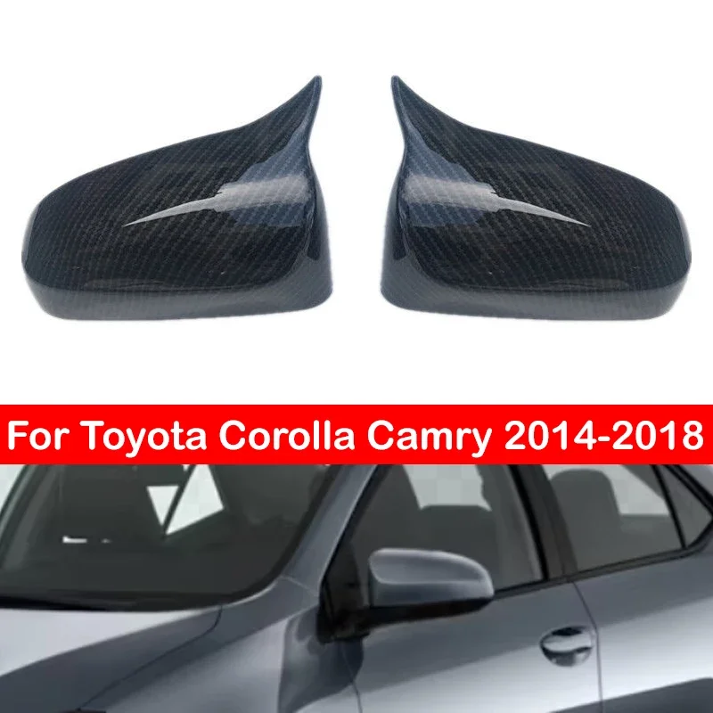 

For Toyota Corolla Camry 2014-2018 Car Rearview Side Mirror Cover Wing Cap Sticker Exterior Door Rear View Case Trim Carbon Auto