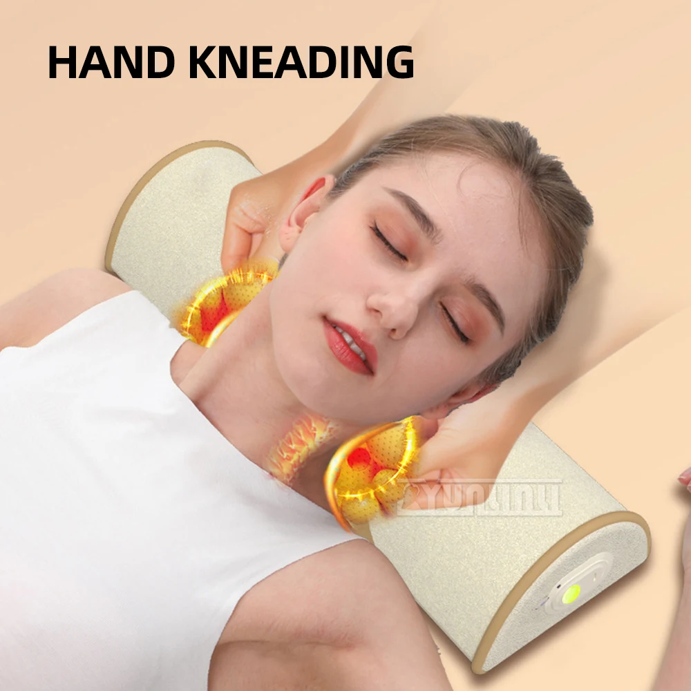 Renfu Cervical & Lumbar Massage Pillow Automatic Stretching Neck Massager Hot Compress Kneading Comfort