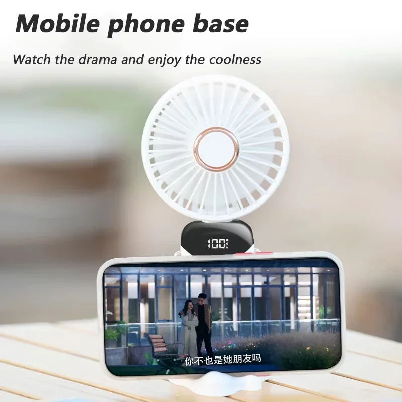 Folding Fan Mini Portable Hand-Held Fan Rechargeable Multifunctional Fan With Display Screen Neck Hanging Fans image 5