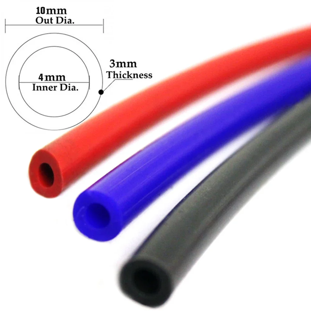 1pc 1-50 Meter Universal Car Vacuum Silicone Hose 4mm Inner Diameter 3mm Thickness Auto Racing Line Pipe Tube Blue Red Black