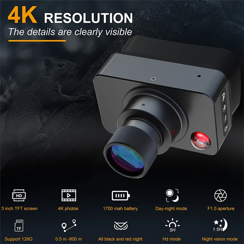 AA08-Infrared Telescope Camera 4K UHD Metal Night Vision Scope Sight Mini Digital Monoculars For Hunting Camping