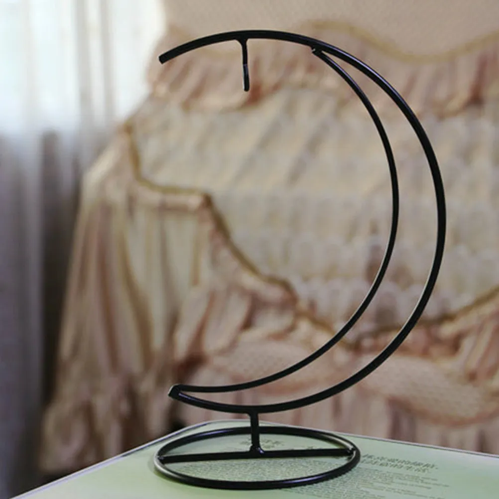 2Pcs Moon Shaped Iron Hanging Bottle Stand for Micro Landscape Terrarium Glass Display Home Office Cafe Decor Iron Wrought Rack