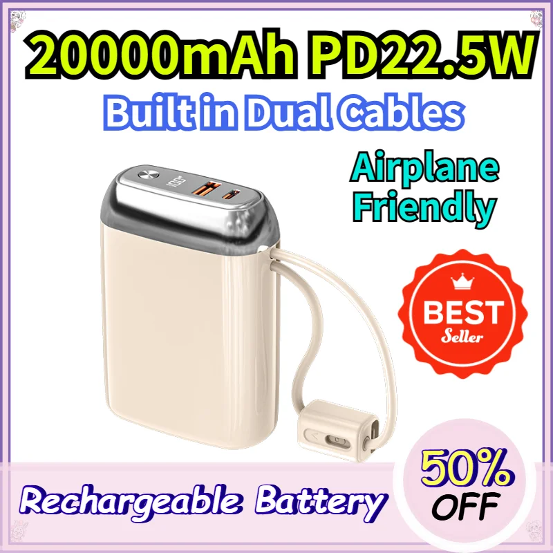 20000mAh Mini Power Bank with Built in Dual C...