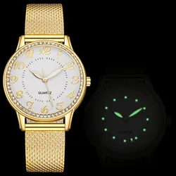 Relojes de cuarzo para mujer, cronógrafo Digital con escamas y manos luminosas, pulsera informal de malla de acero inoxidable, regalos