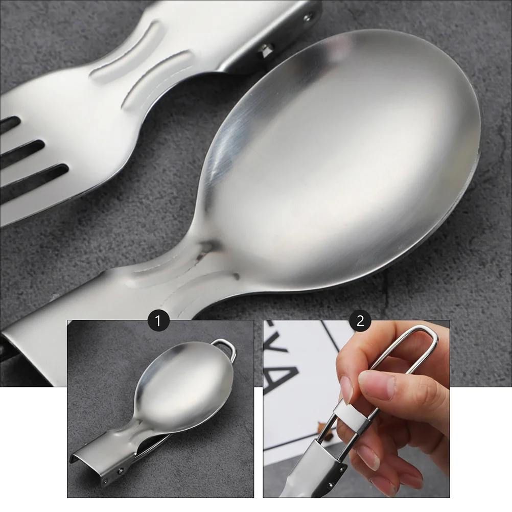 4 Pcs Stainless Steel Folding Spoon Flatware Foldable Tableware Fork Cutlery and 304 Camping Spork