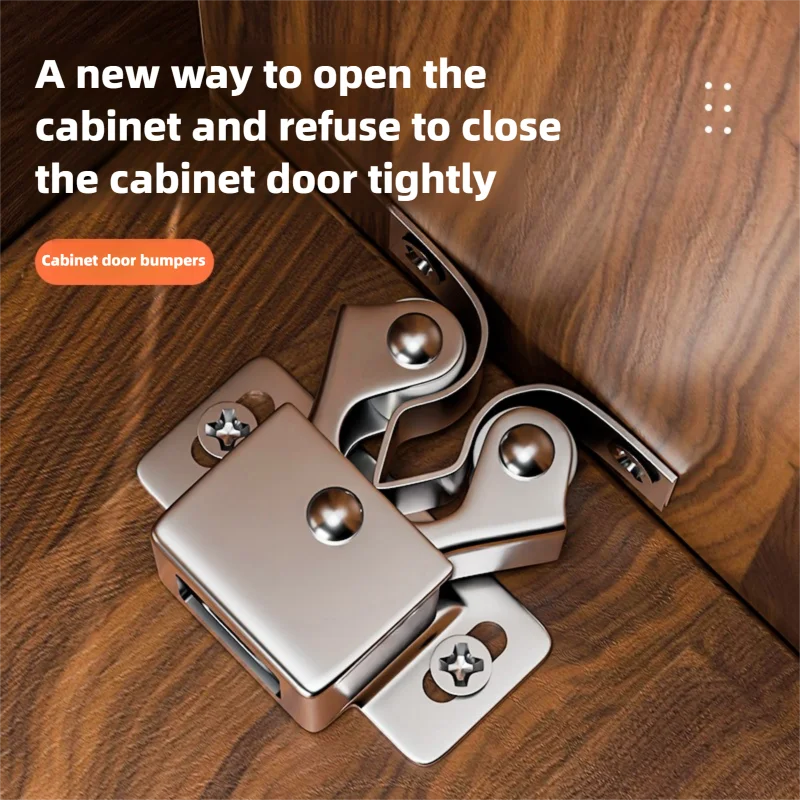 Magnetic Dual Wheel Spring Lock Buckle Touch Bead Press Door Fixed Lock for Home Wardrobe And Low Foot Cabinet