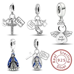 925 Sterling Silver Cross Angel Bible Series Charms  Bead Diy Bracelet Necklace Making Gift Of High Quality Fine Jewelry