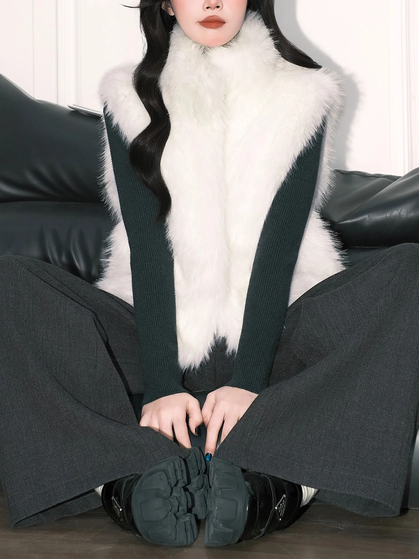 Chaleco suave Plu para mujer, camiseta sin mangas con cuello levantado y sensación de Aosphere para otoño e invierno, camiseta sin mangas para ir al trabajo, Color puro