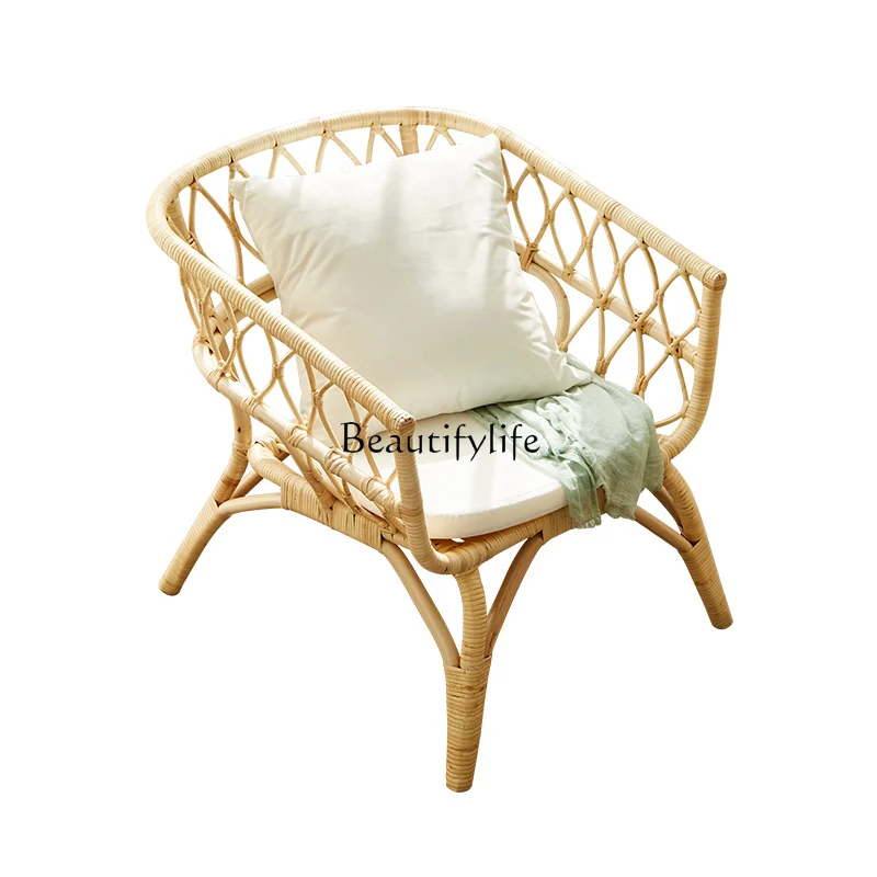 

*Simple modern rattan sofa chair Nordic home back chair Leisure chair