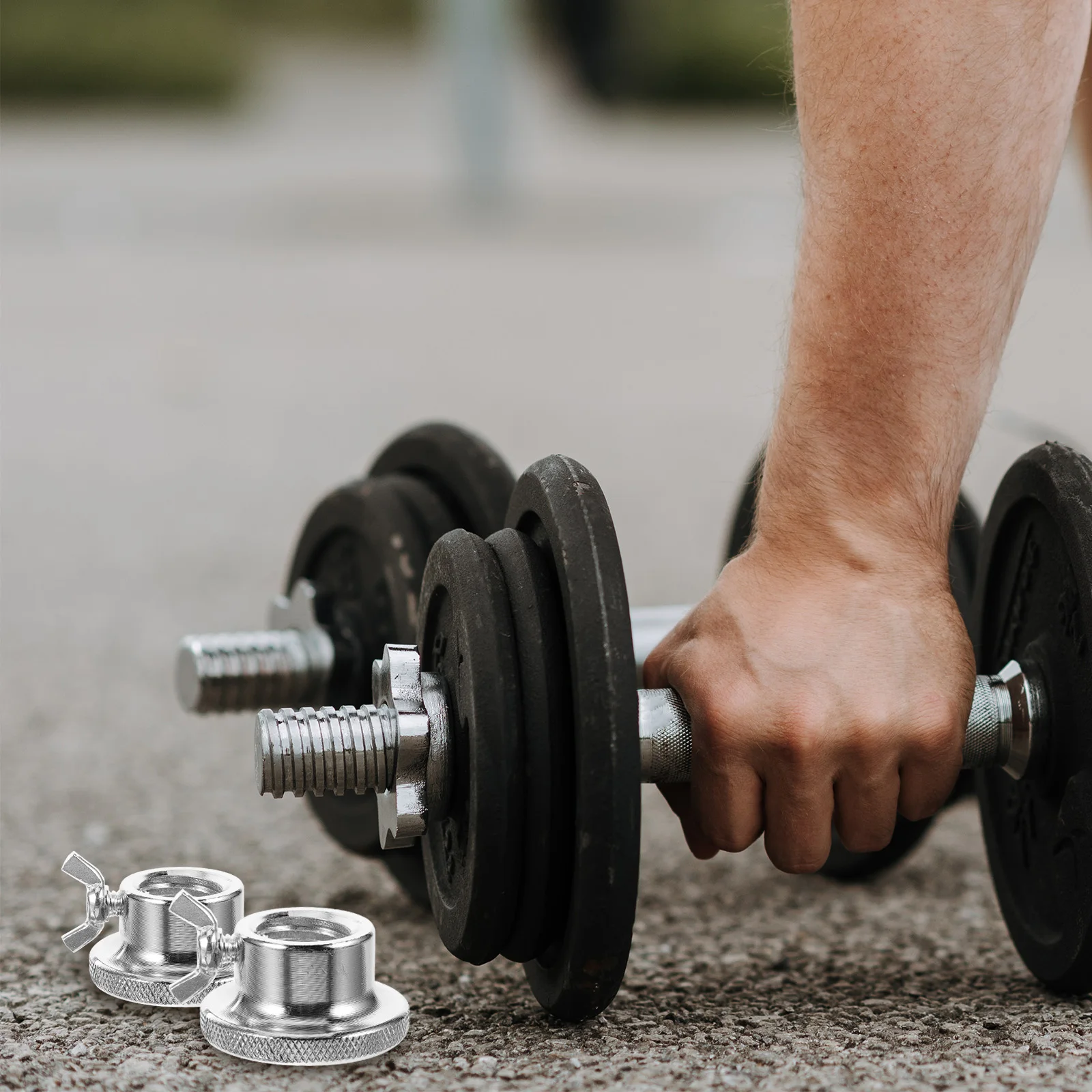 

2pcs AntiSlip HexNuts Shiny Dumbbell LockClamp Sturdy Tools WeightLifting Barbell Accessories HexScrew