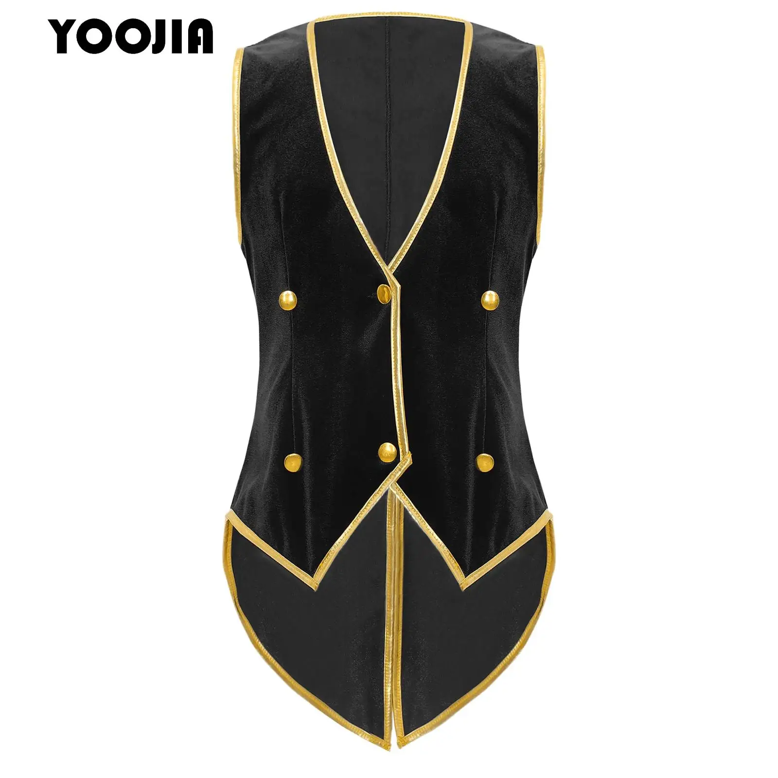 Boys Medieval Renaissance Costume Victorian Vest Open Front Golden Steampunk Waistcoat for Party Halloween Cosplay Dress Up