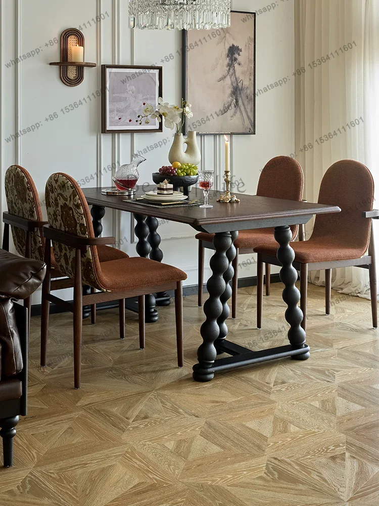 

D33American French solid wood large board dining table household living room dining table