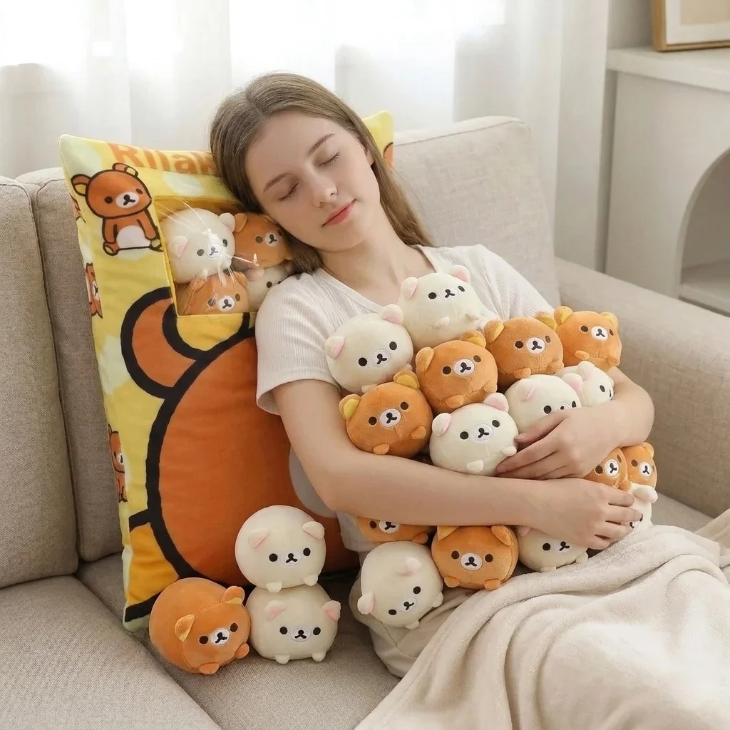 

Rilakkuma Plush Toys Pillow Adorably Bear Stuffed Doll Soft Sofa Cushion Squishy Home Decor Toys Throw Pillow Birthday Gifts