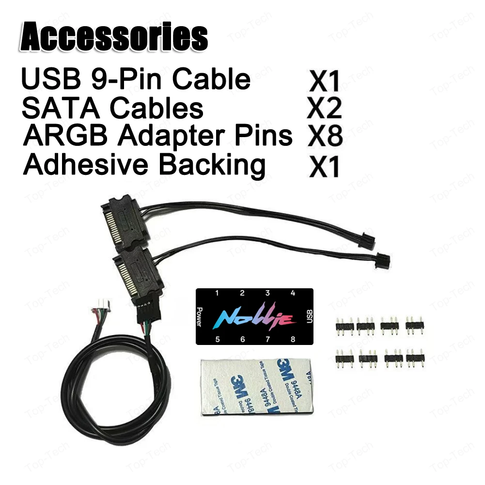 Picture 7: 5V 3PIN ARGB Controller 8 Way 16 Way Addressable ARGB Splitter Support SignalRGB OpenRGB SATA Power for Motherboard Interface