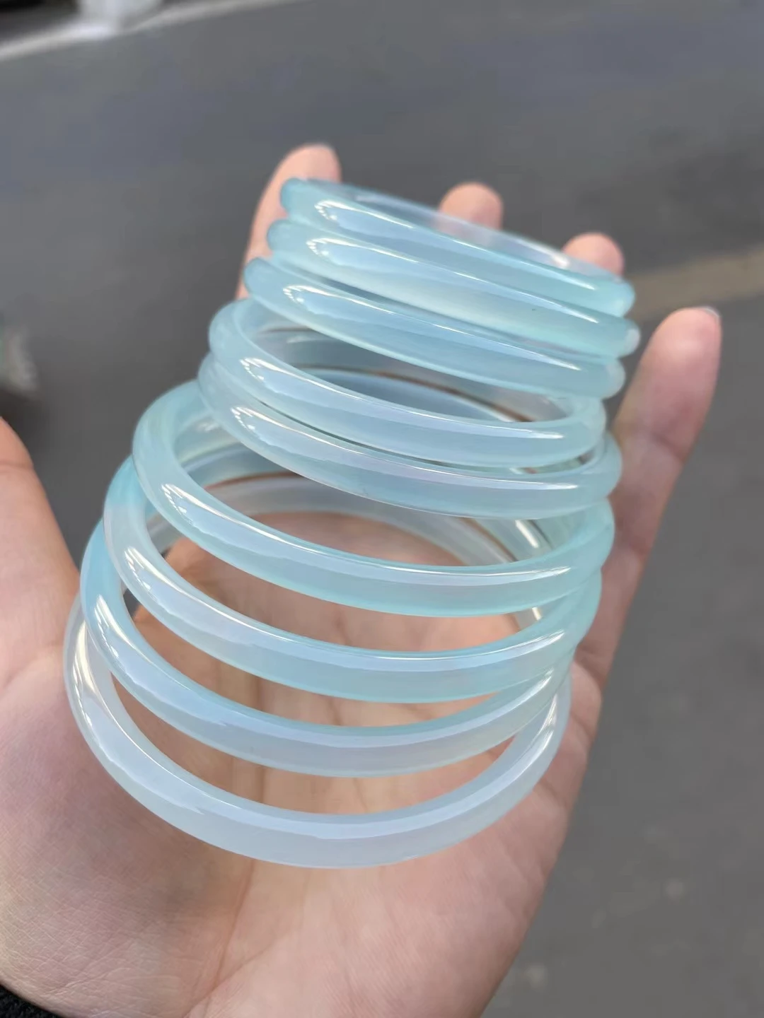 Azure Color Genuine Natural Agate Chalcedony Bangles Exquisite Jade Bracelet Quality Jewelry Accessories Lucky Holiday Gift