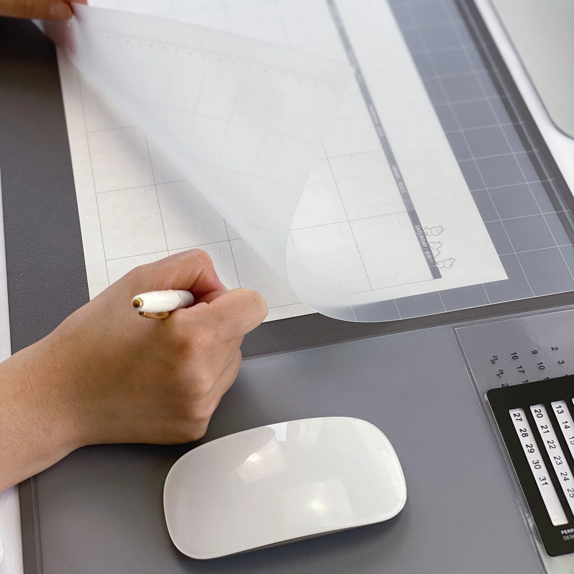 Multifunctional Large XXL PU Mouse Pad Student Writing Pad Desk Business Mat Laptop Organizer with Calendar Scale Card Slot