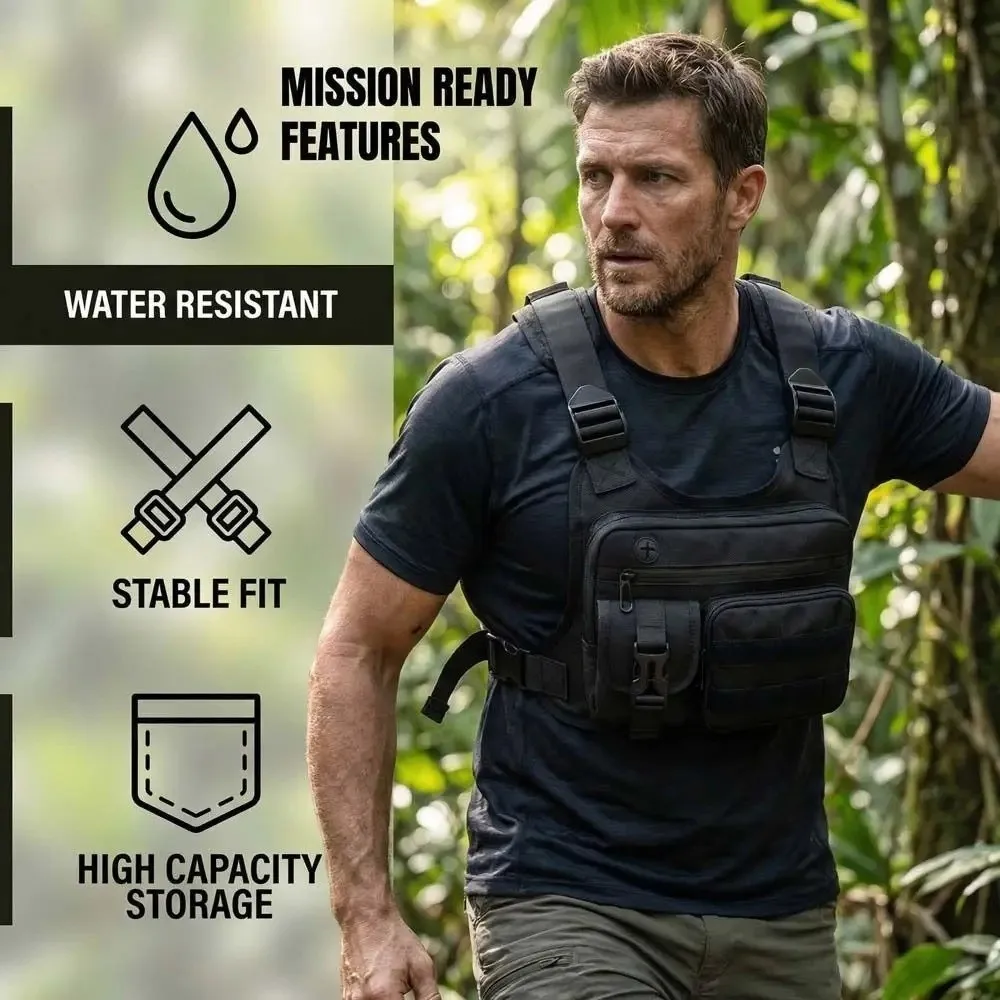 Adjustable Sports Vest Bag Multi-functional Water Resistant Outdoor Chest Bag Oxford Cloth Lightweight Running Vest Bag Outdoor