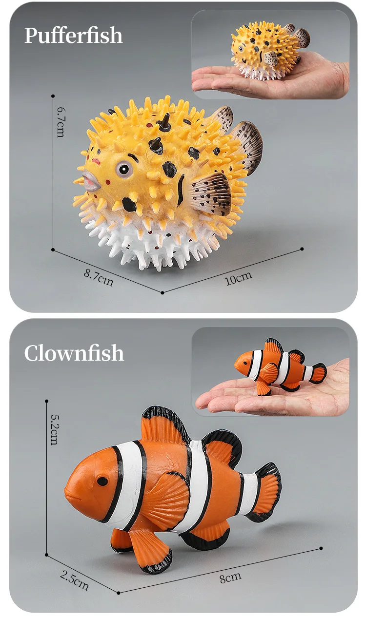 Meeresleben-Tiere-Modell, Actionfiguren-Set – Ozeanfisch, Thunfisch, Segelfisch, Bass, Zacker, Lachs, PVC, Lernspielzeug für Kinder – Detail 14
