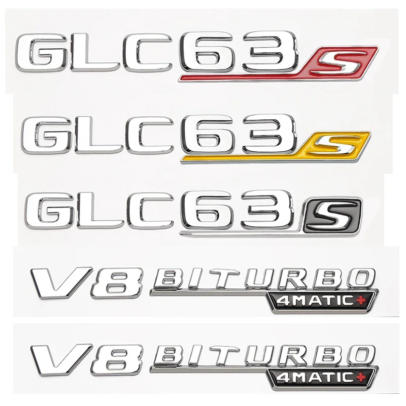 

2017+ плоская эмблема багажника из АБС-пластика, наклейка GLC43 GLC63 GLC63s V8 Biturbo 4matic для Mercedes Benz AMG X253, наклейка с логотипом автомобиля