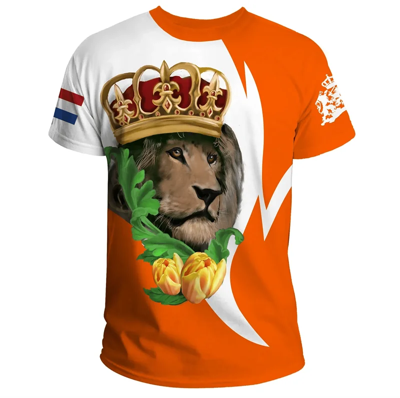 NIEDERLÄNDISCHE Flagge 3D-Druck Sport Schnelltrocknend Breatha Herren T-Shirt Outdoor Fußball Uniform Team Training Eltern-Kind Kurzarm – Detail 9