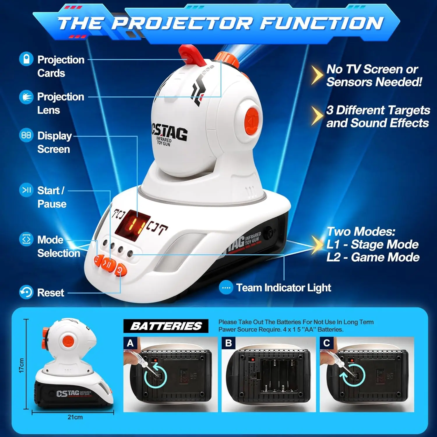 CSTAG Projector Duck UFO Hunting Shooting Game Kids Gifts Toy For Boys Laser Tag Infrared Mini Pistol Guns Battle Game Indoor