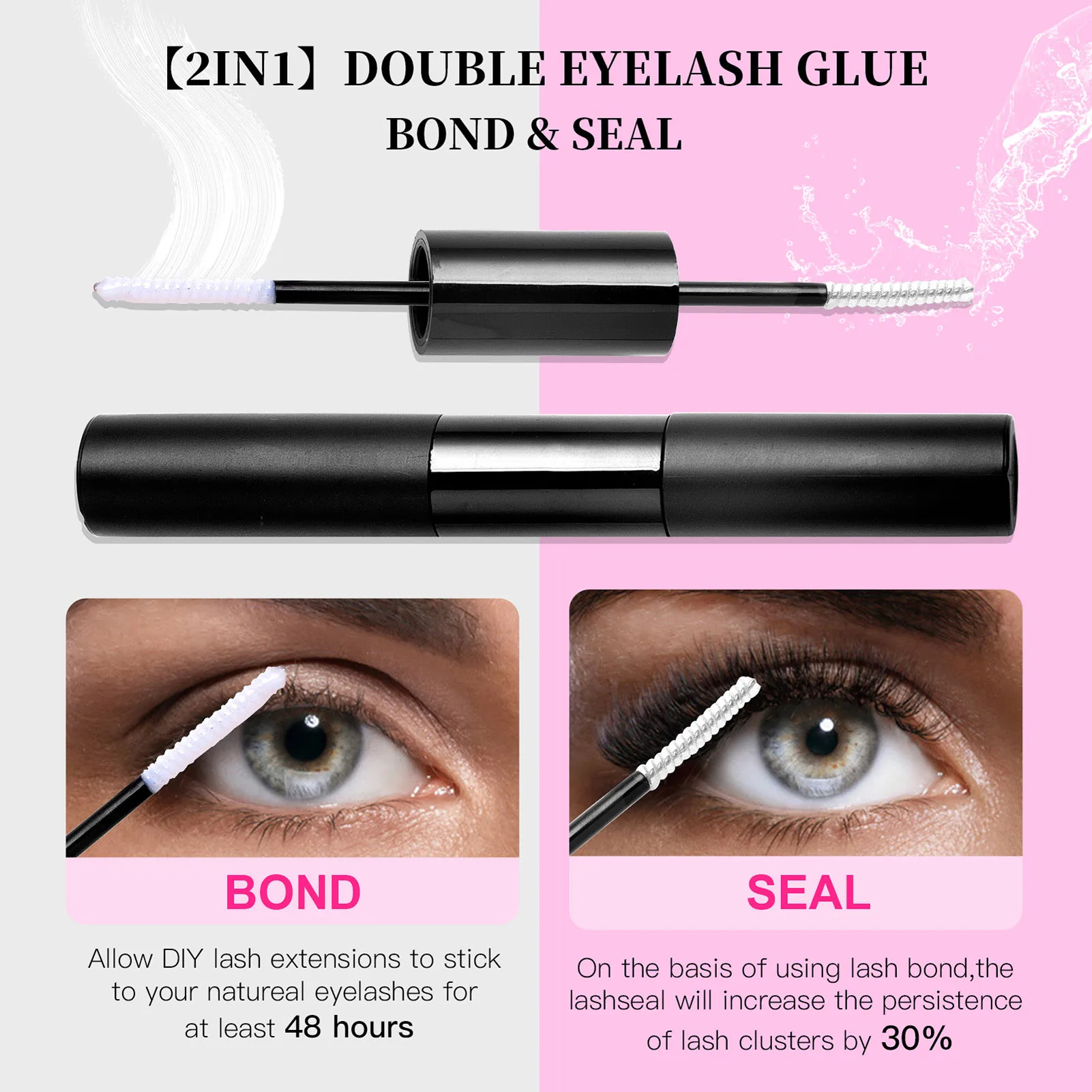 Kit di estensione delle ciglia fai da te 120 pezzi ciglia a grappolo bond e seal Lash glue natural Black Extension ciglia per trucco professionale