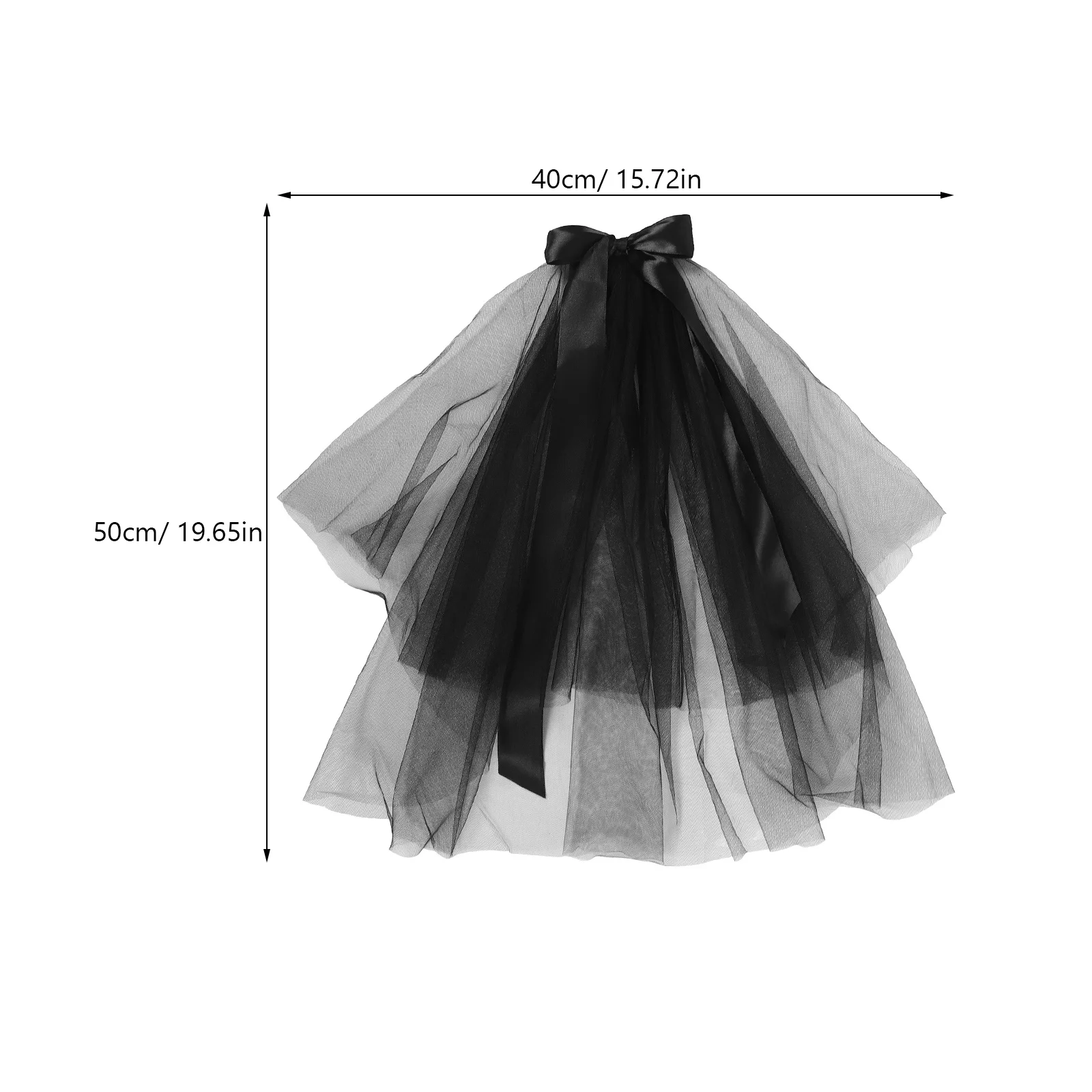 Black Veil for Women Halloween Wedding Veil Bowknot Decor Ghost Wedding Cosplay Costume Party Lightweight Gauze Hair Accessory