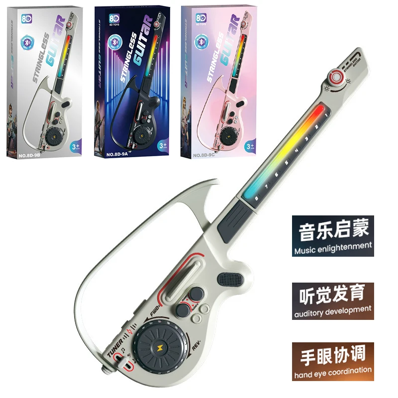 Stringless Electric Guitar Bluetooth Guitars Musical Instrument Kid Birthday Gifts  LED Lights Bass guitar Music Teaching Tools