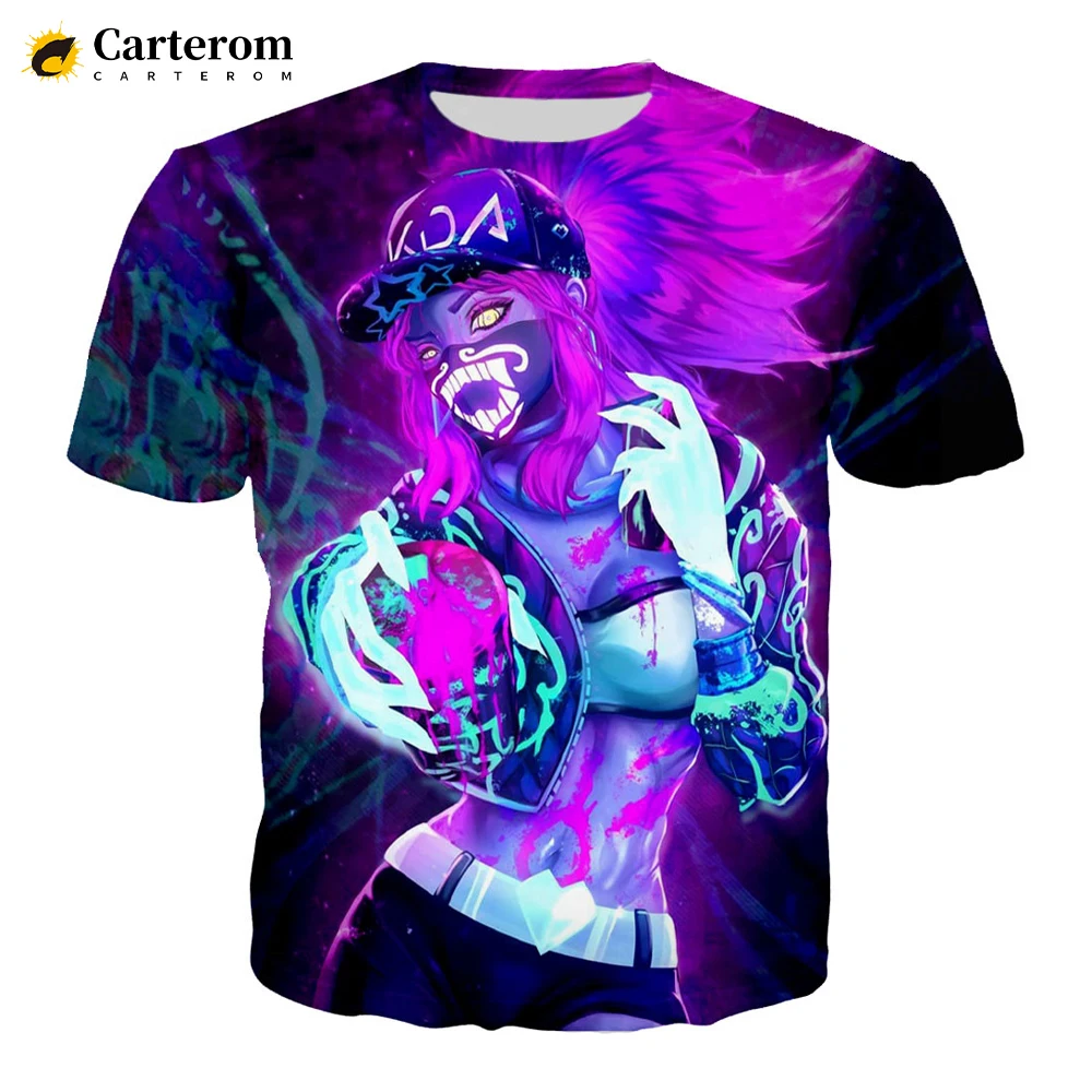 League Of Legends 3D Print Sexy Akali Men T-shirt Women Fashion T Shirt LOL Game Character Psychedelic Tshirt Breathable Tops