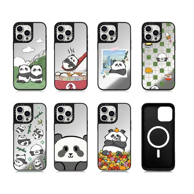 

Mirror Magnetic Panda Panda Suitable for Apple iPhone 16 ProMax Phone Case 15pro 13/14