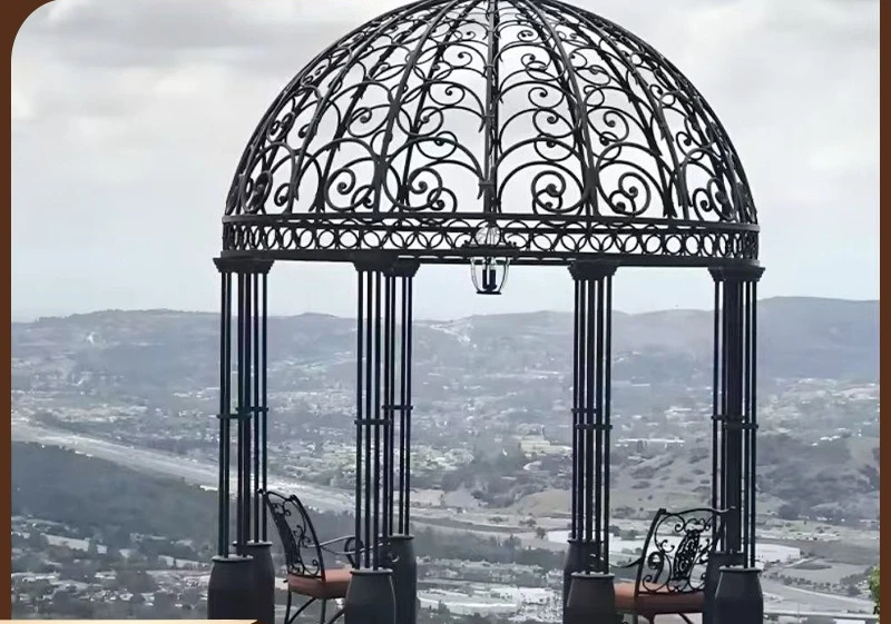 Wrought iron gazebo European courtyard style gazebo Outdoor attractions clock in rest gazebo Wedding landscaping Decoration