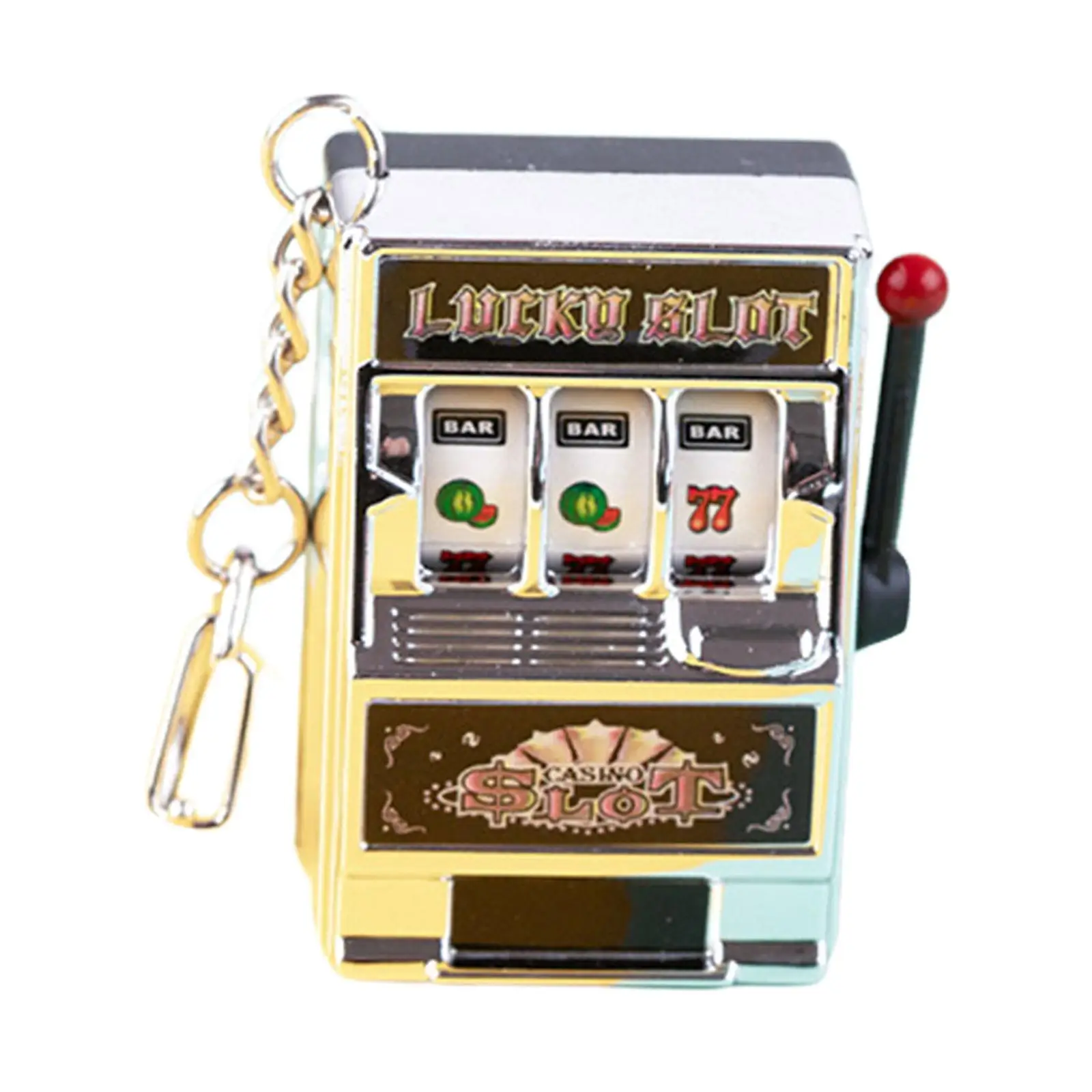 Mini Fruit Machine Keychain Portable Slot Toy Keyring Charm Classic Gaming Pendant for Bag and Keys