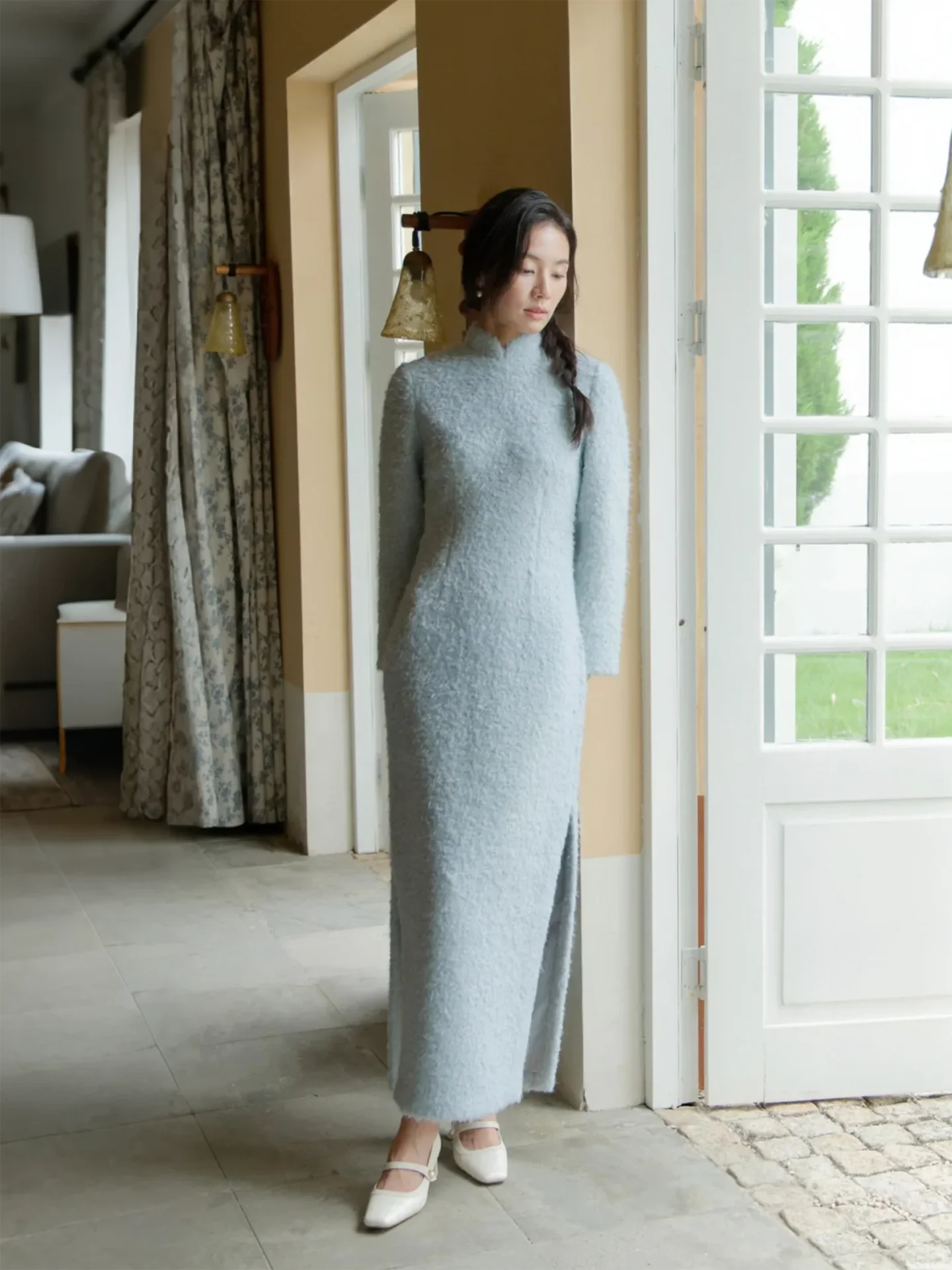 

Новая коллекция Momei: Длинное шерстяное пальто с рукавами 3/4 и молнией для повседневной носки в ретро-стиле