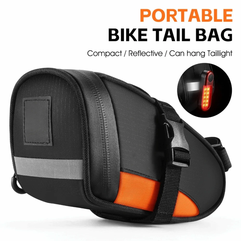 1.2L Capacity Cycling Tail Bag with Reflective Waterproof Bike Saddle Bag Ultralight Bicycle Seat Bag