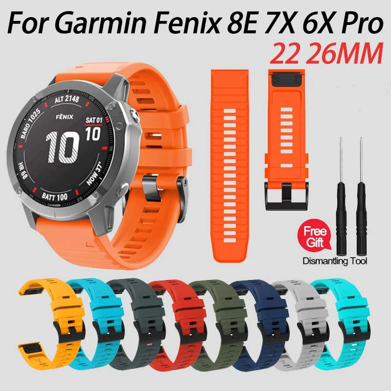 QuickFit Silikonarmband 22 26mm für Garmin fenix 6 6X Pro 7 7X 5X 5 Plus fenix8 E Uhrenarmband Forerunner 955 965 Tactix 8 Armband