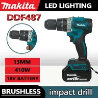 Original Makita DDF487 Cordless Driver Drill Brushless Electric Impact Screwdriver Rechargeable Power Tool 18V With battery