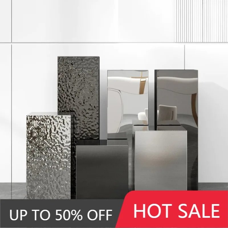 Stainless Steel Sculptures Base Morden Luxury Creative Silver Figurines Minimalist Art Side Table Figurines Home Decoration