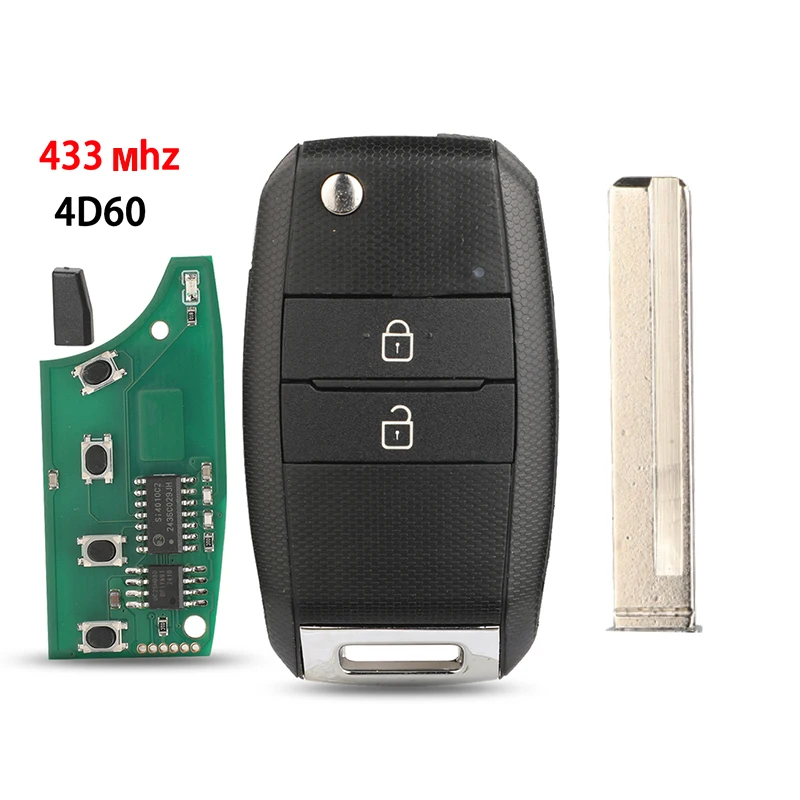 

Jingyuqin дистанционный автомобильный ключ, брелок 433 МГц 4d60 для Kia Picanto 2015, полный складной ключ Flid