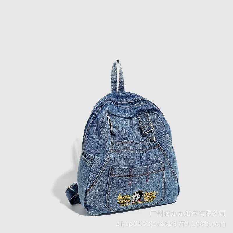 2024 Vintage Denim Shoulder Bag Korean Large-capacity Washed Mini Backpacks College Students Schoolbag Leisure Travel Backpacks