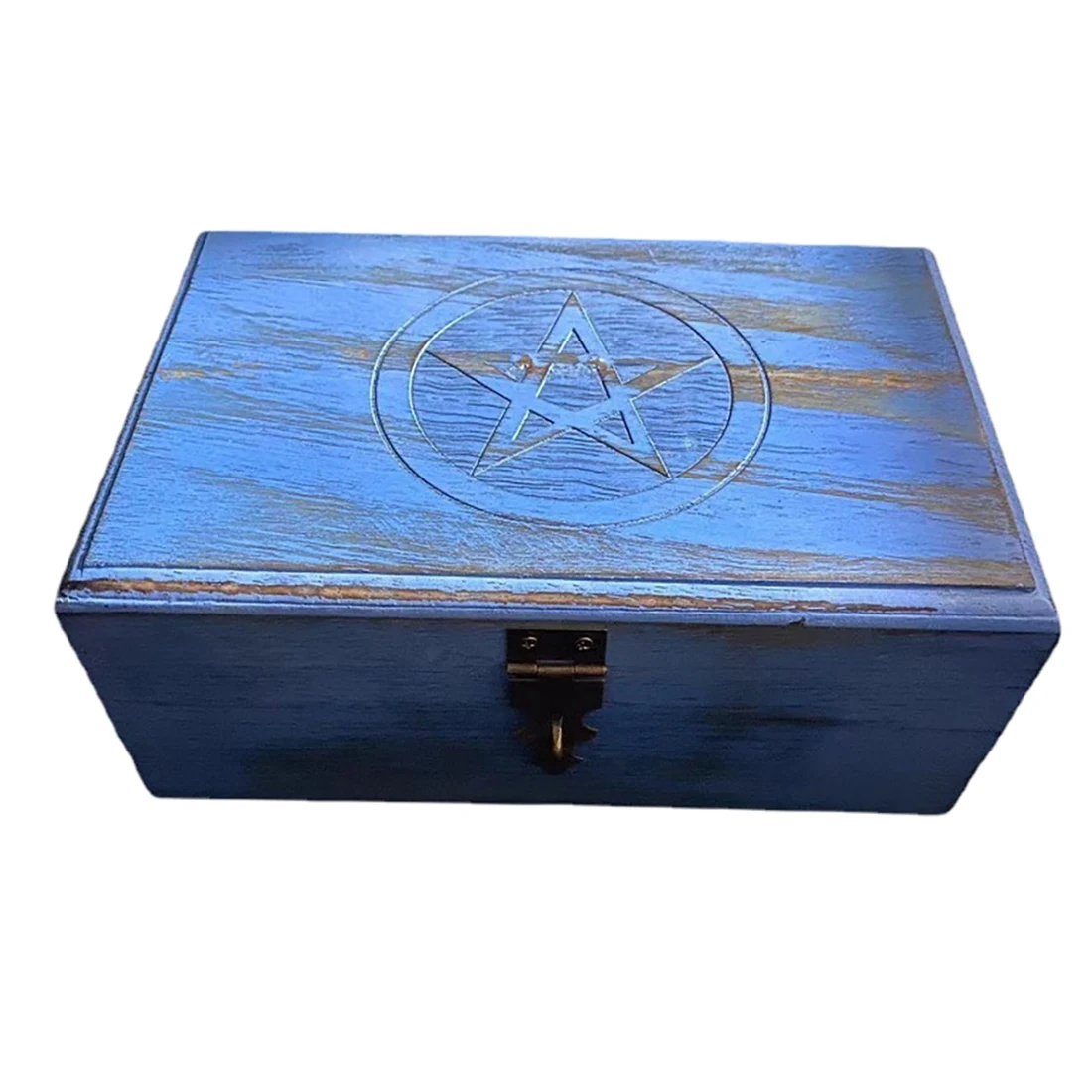 Vintage Jewelry Box with Lock Crystal Storage Box Wicca Pentagram Oak Wooden Box Wooden Storage Box Toy Charcoal