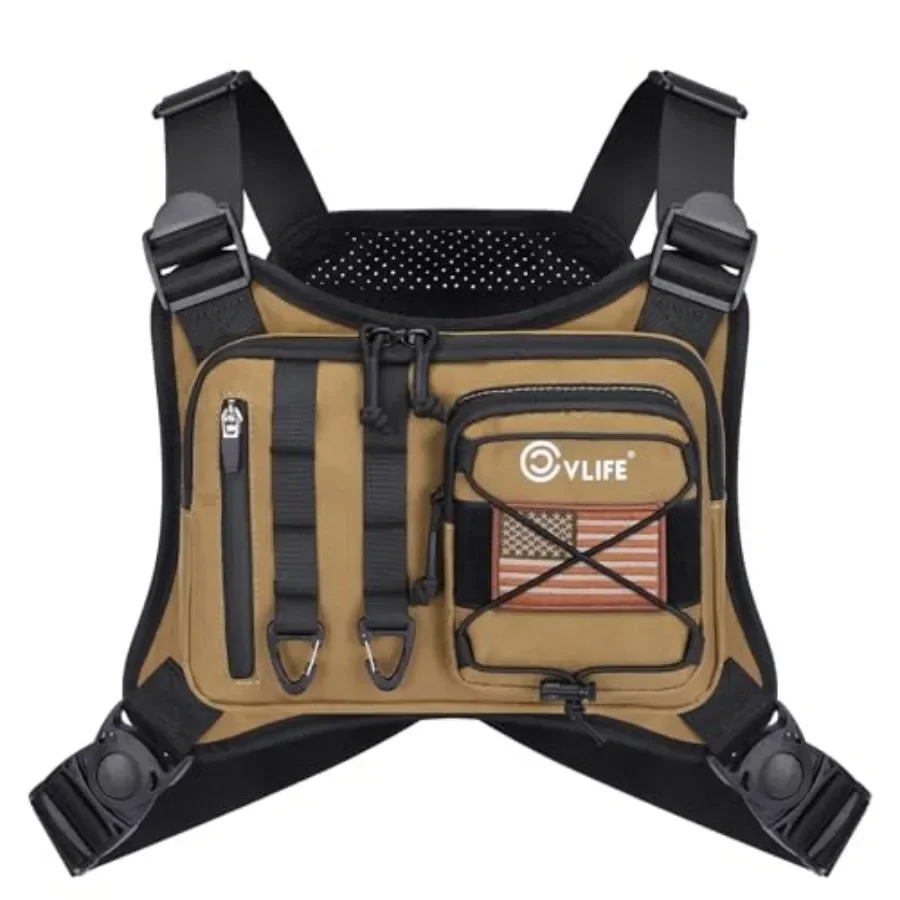 

Outdoor Chest Bag for Men, Tactical Chest Pack, Adjustable Running Vest Bag, Lightweight Anti-theft EDC Rig for Hiking