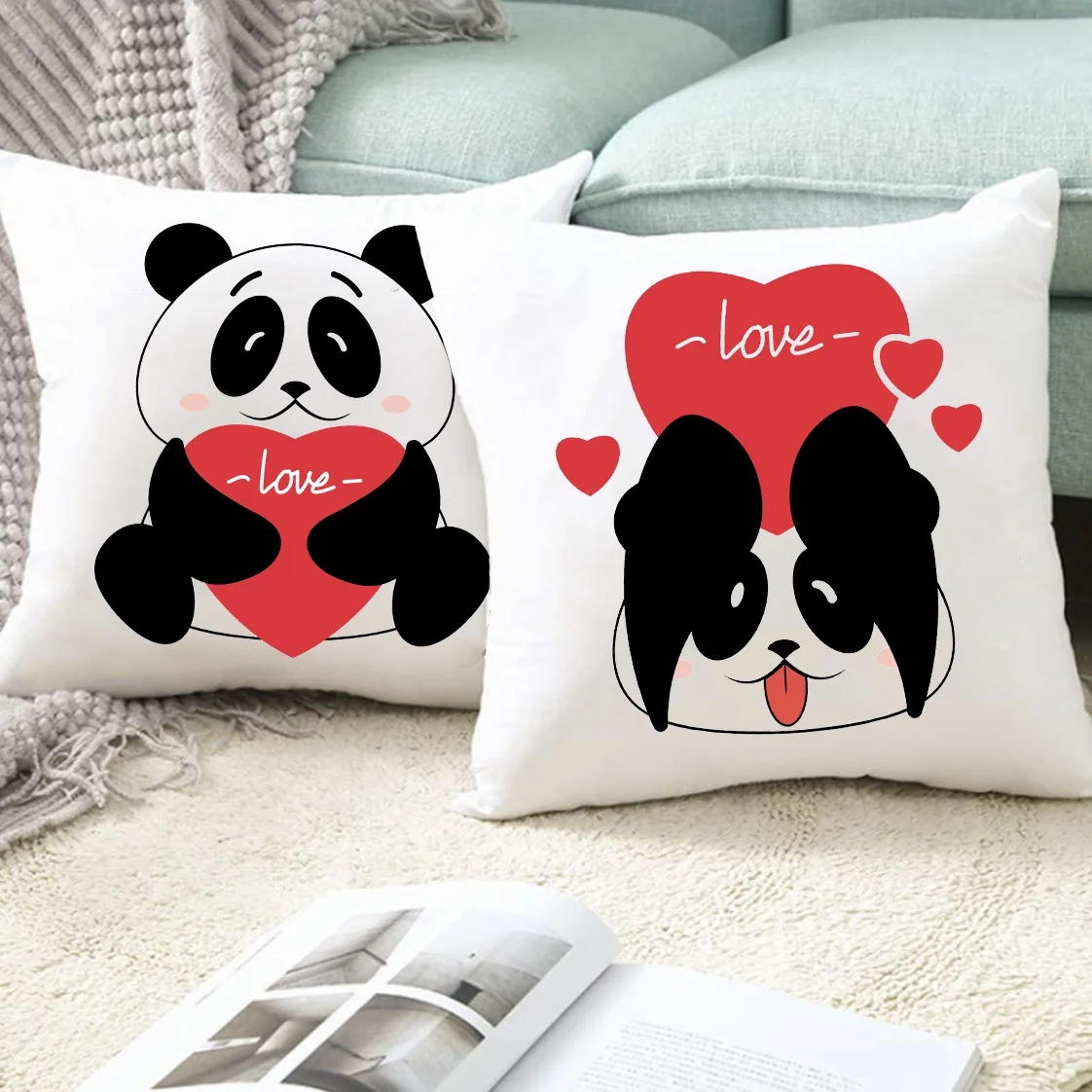 

Panda Love Pillow Case Cushion Cover for Children Room Soft Pillowcase Bedroom Party Decoration Housewarming Birthday Gifts