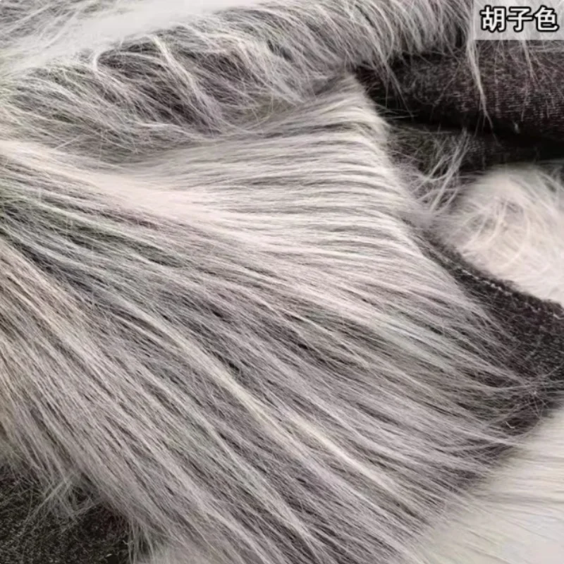 Schwarz Grau Farbe Nachahmung Plüsch Lange Pelz Stoff Für Nähen Spielzeug Puppen Kunstpelz Stoff Teppich Schuhe Tasche Handgemachte Handwerk – Detail 6