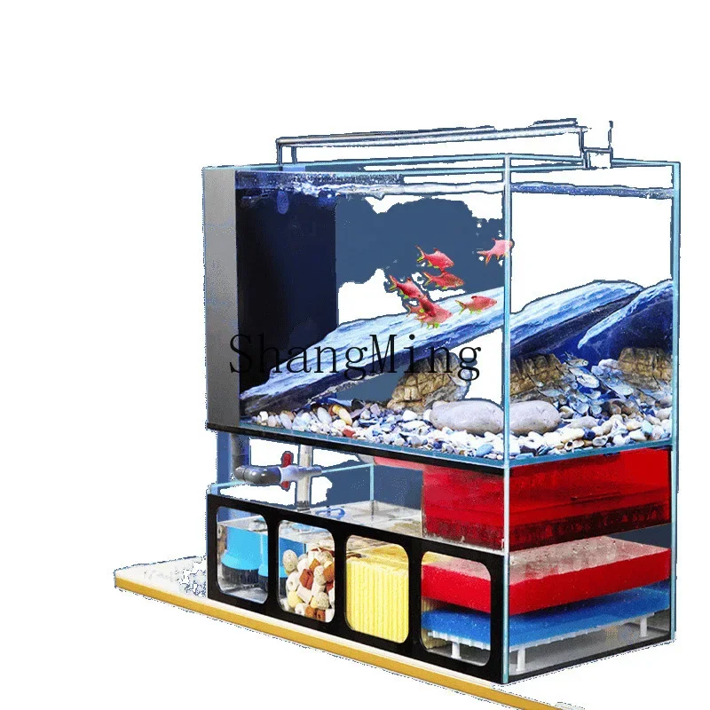 

FG living room ultra-white glass Lanshou stream tank bag back ecological bottom filter fish tank water tank