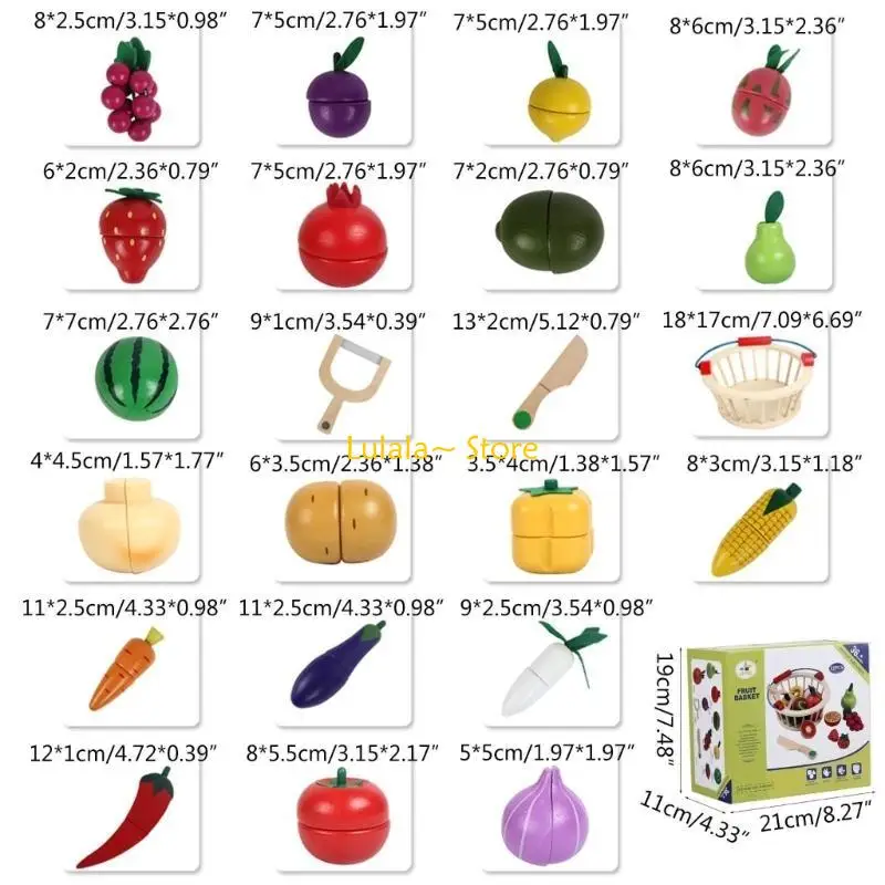 Y4QA – modèle Fruits légumes en bois, jouet pour couper des aliments, 1 ensemble, jouet simulation, jouet interactif