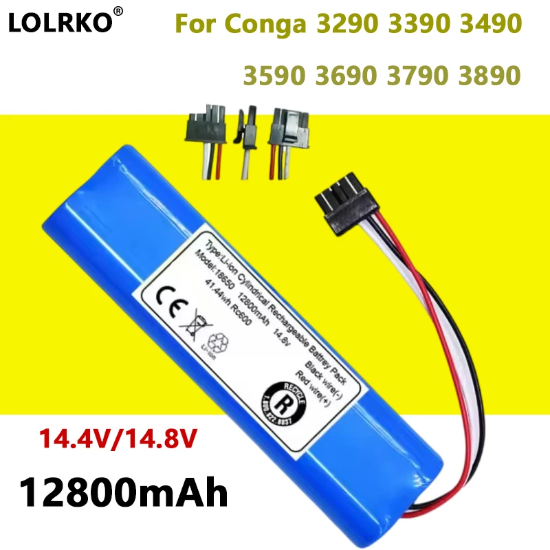 New 14.8V 12800mAh 4S1P Li-ion Battery Good Quality For CECOTEC Conga 3290 3390 3490 3590 3690 3790 3890 Robot Vacuum Cleaner