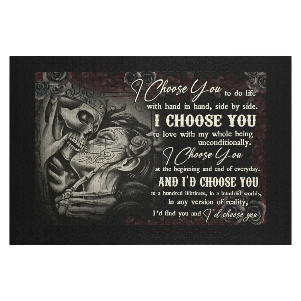 

Day of the Dead Sugar Skull Couple i choose you Jigsaw Puzzle Personalized Gift Married Baby Toy Puzzle