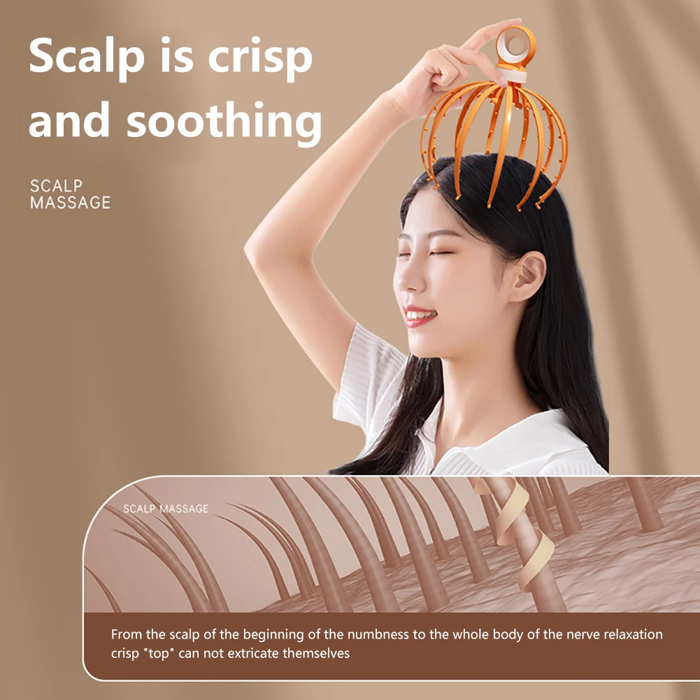 12 Claws Head Massager Neck Massage Octopus Scalp Stress Relax Spa Healing Alloy Health Care Tool Body Head Massage Beauty