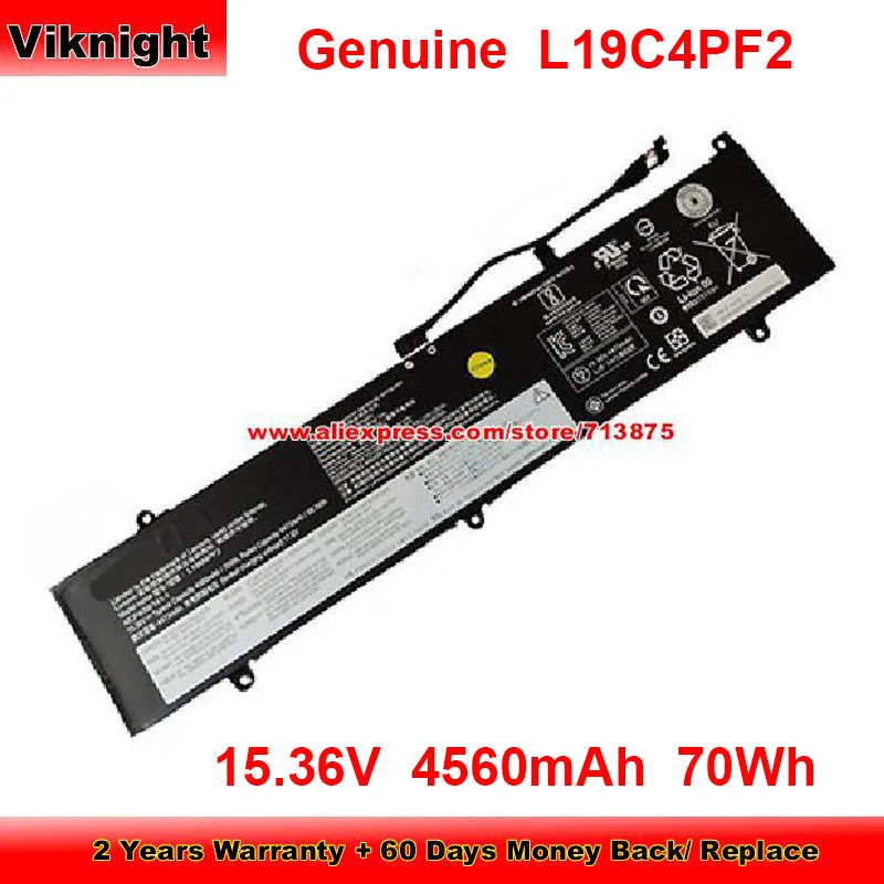 

Genuine L19C4PF2 Battery SB10X18190 for Lenovo 5B10X18187 L19M4PF2 SB10X18189 4ICP4/59/141-1 15.36V 4560mAh 70Wh