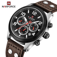 NAVIFORCE New Luxury Watch for Men Genuine Leather Strap Quartz Waterproof Wristwatches Eco-Drive Clock Relogio Masculino 2023